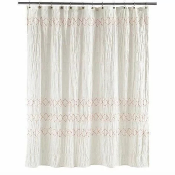 Threshold Smock Sheer Zig Zag Shower Curtain Farmhouse Cottage - Picture 1 of 3